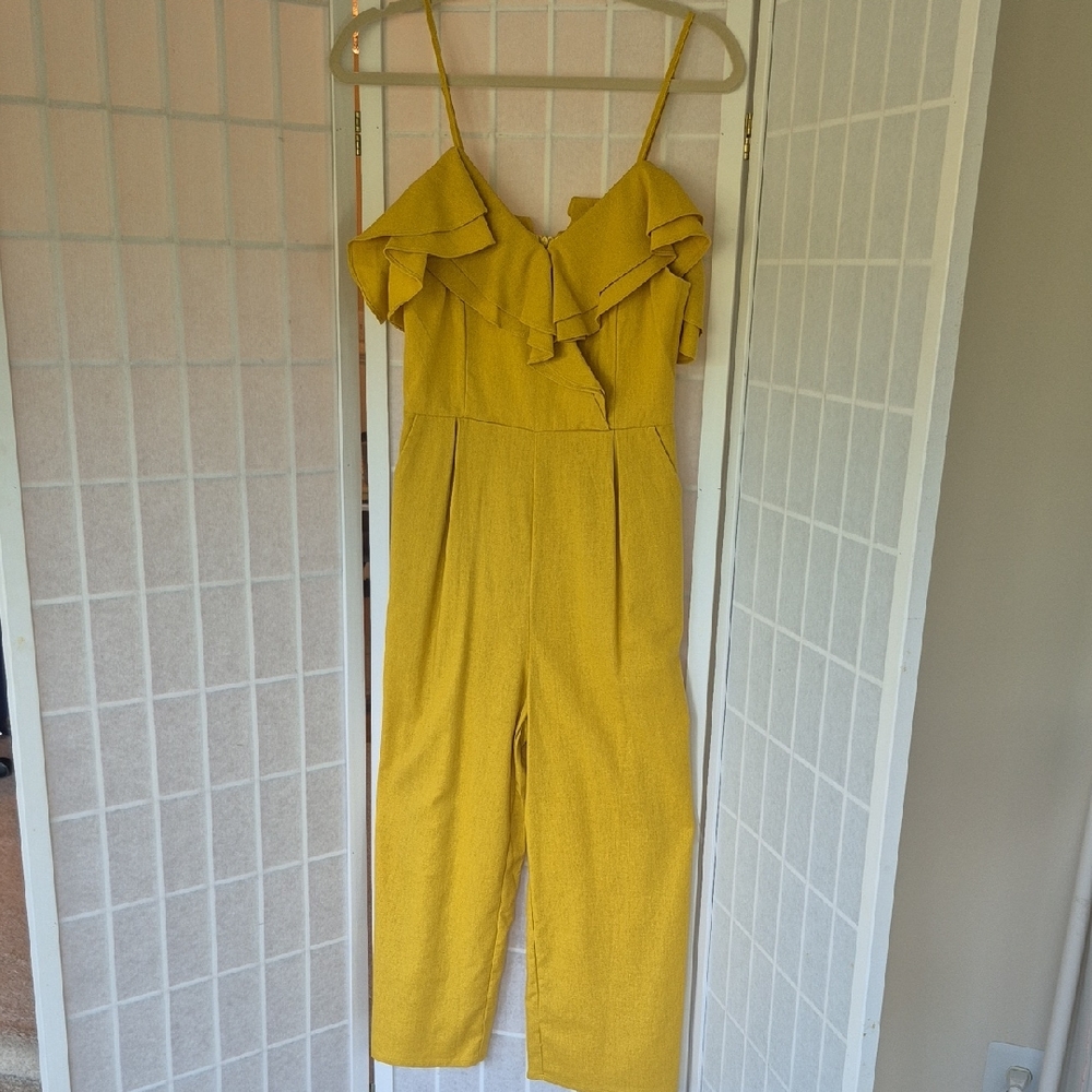 Mustard Ruffled Jumpsuit - Picture 3 of 10
